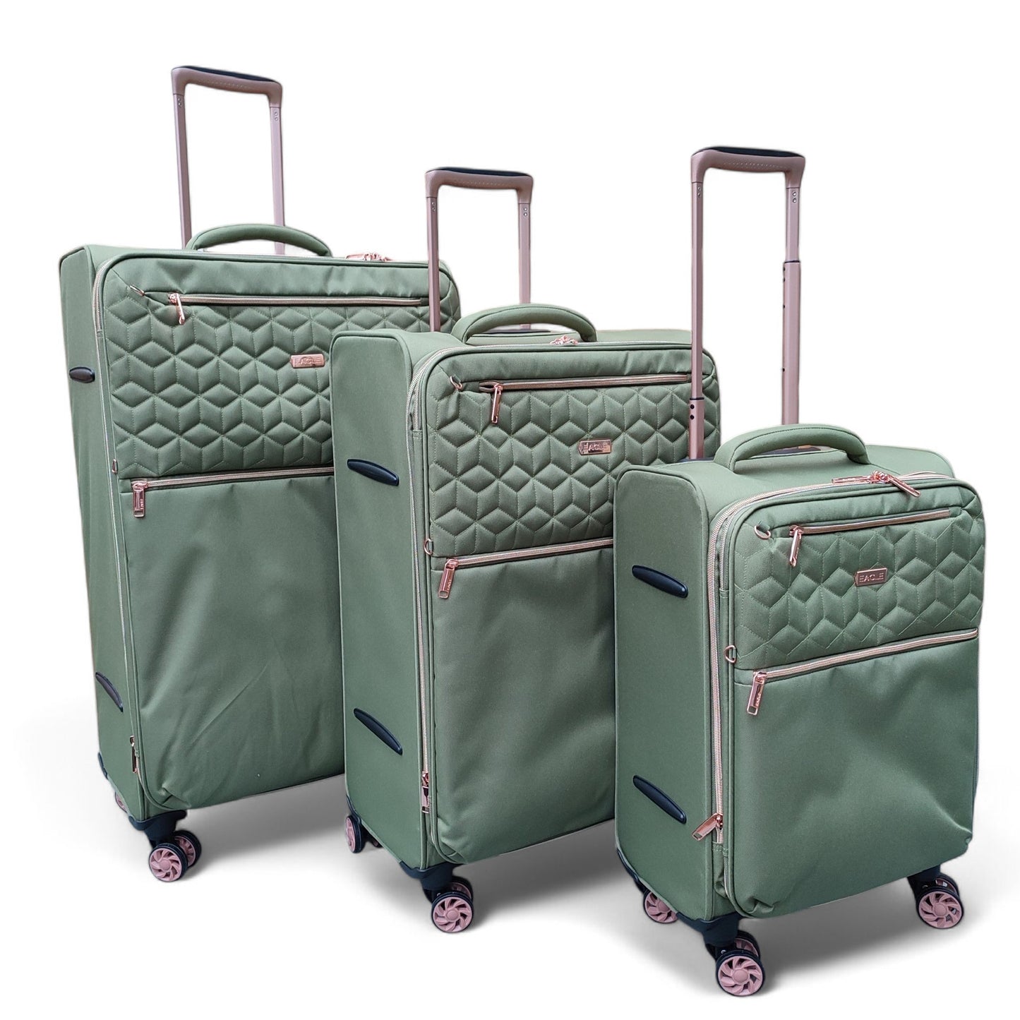 EAGLE Skyper Expandable Softshell Luggage – Super Light, 8-Wheel Spinner - Army Green