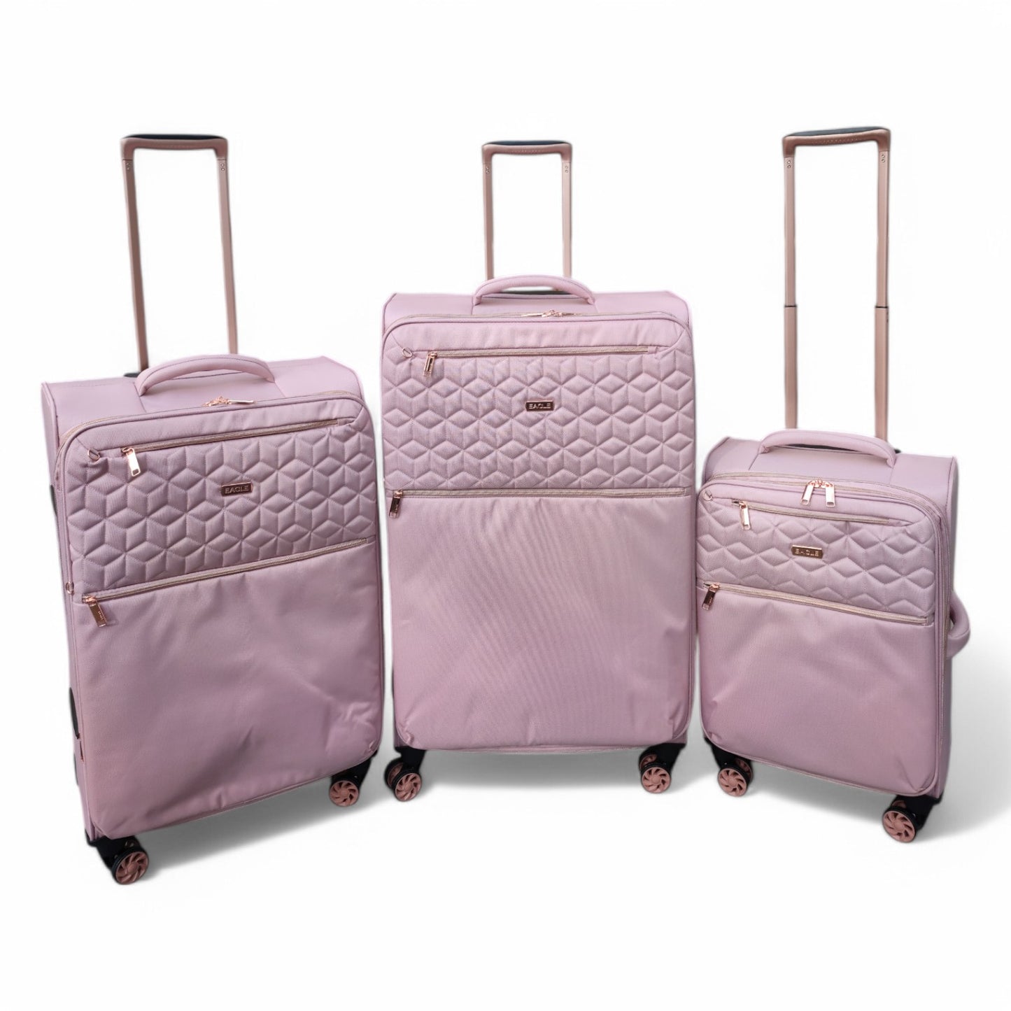 EAGLE Skyper Expandable Softshell Luggage – Super Light, 8-Wheel Spinner - Pink