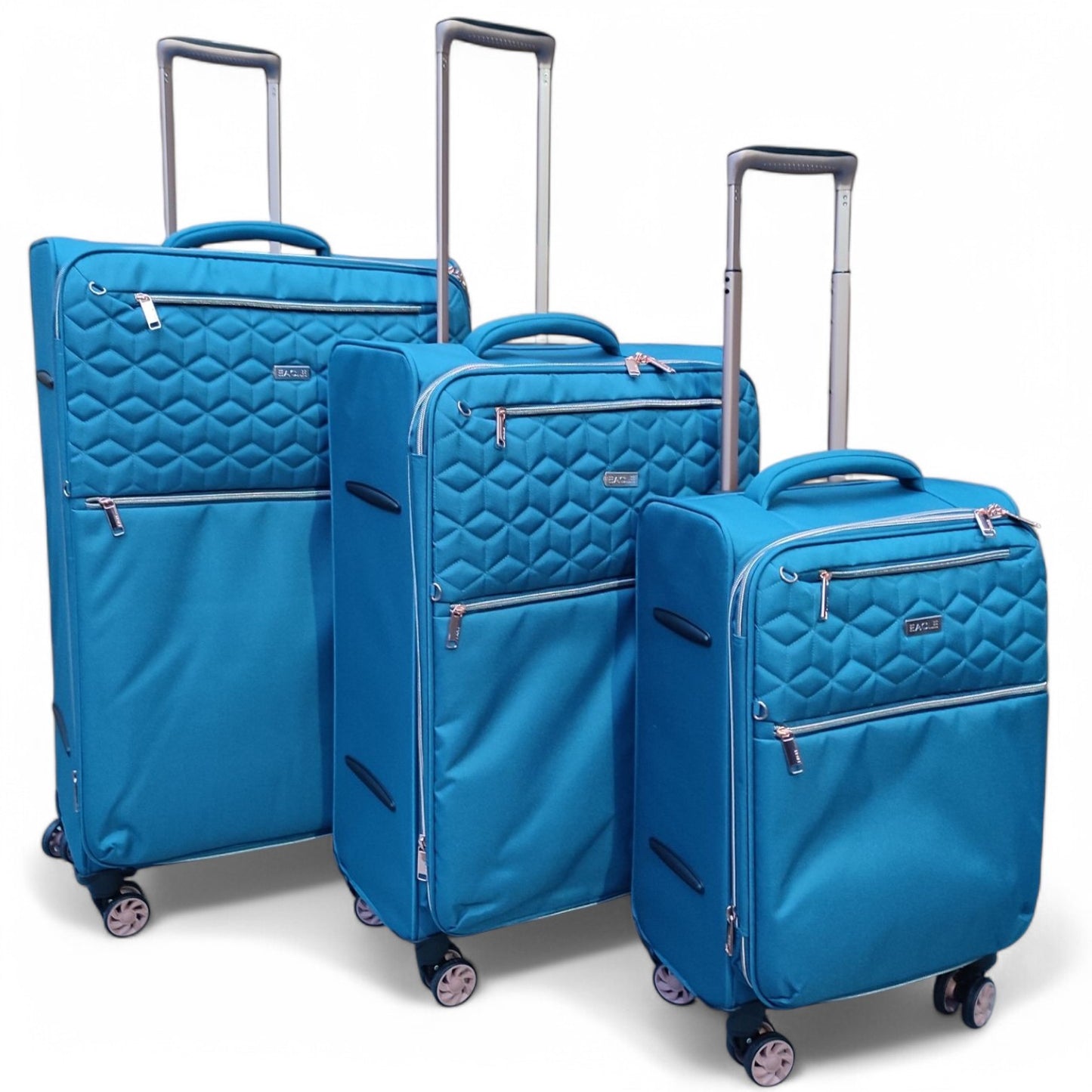 EAGLE Skyper Expandable Softshell Luggage – Super Light, 8-Wheel Spinner - Blue