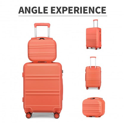 K1871-1L - Kono ABS 4 Wheel Suitcase Set with Vanity Case - Coral