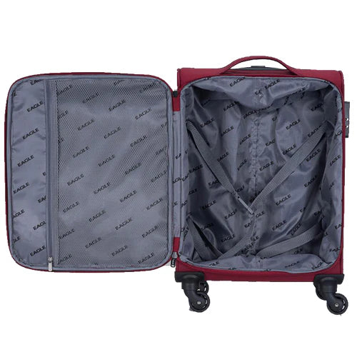 Eagle Super Lightweight 4 Wheels Spinner Soft Shell Expandable Luggage Burgundy