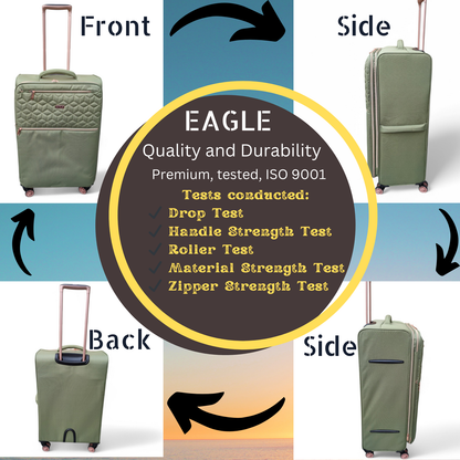 EAGLE Skyper Expandable Softshell Luggage – Super Light, 8-Wheel Spinner - Army Green