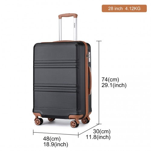 Easy Luggage K1871-1L - Kono ABS 28 Inch Sculpted Horizontal Design Suitcase - Black And Brown