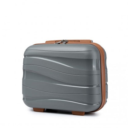 K2094L - Kono 14 Inch Lightweight Polypropylene Hard Shell Vanity Case - Grey And Brown