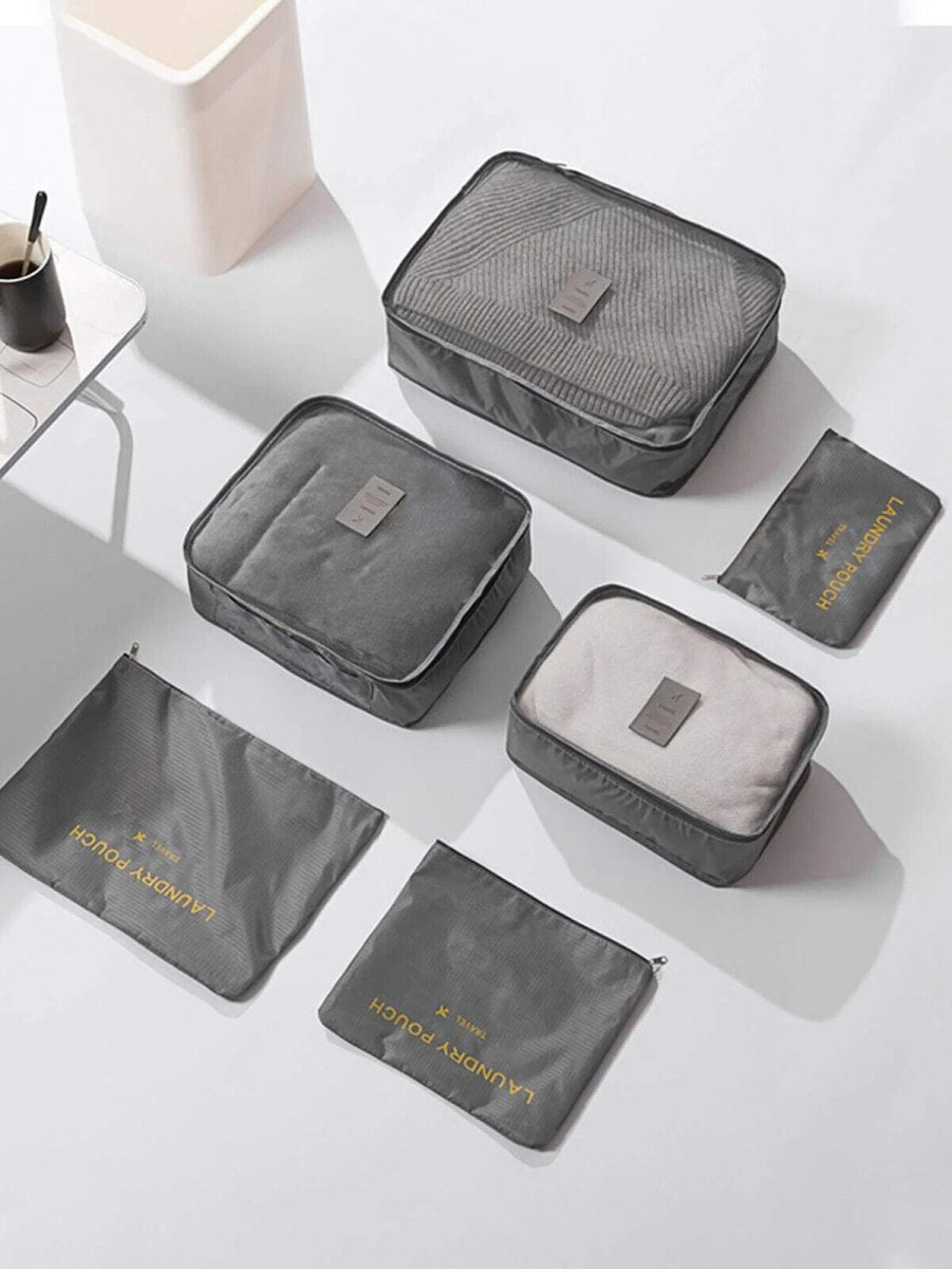 6 Packing Cubes Luggage Storage Organiser Travel Holiday Suitcase Bags Set - Grey - Easy Luggage
