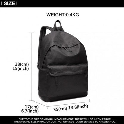 700D - Miss Lulu Classic Large Capacity Unisex Everyday Backpack - Black - Easy Luggage