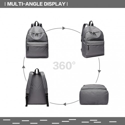 700D - Miss Lulu Classic Large Capacity Unisex Everyday Backpack - Grey - Easy Luggage