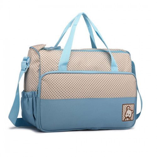 9026 - Miss Lulu Polyester 5 Pcs Set Maternity Baby Changing Bag Polka Dot Series - Blue - Easy Luggage