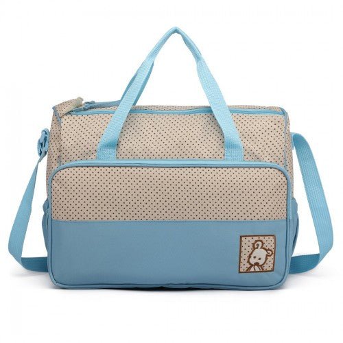9026 - Miss Lulu Polyester 5 Pcs Set Maternity Baby Changing Bag Polka Dot Series - Blue - Easy Luggage