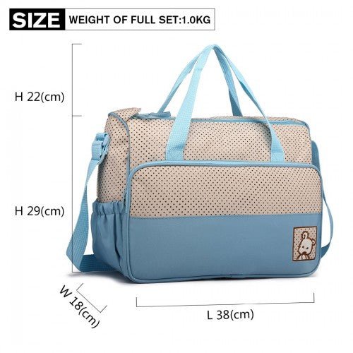 9026 - Miss Lulu Polyester 5 Pcs Set Maternity Baby Changing Bag Polka Dot Series - Blue - Easy Luggage