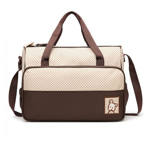 9026 - Miss Lulu Polyester 5 Pcs Set Maternity Baby Changing Bag Polka Dot Series - Brown - Easy Luggage