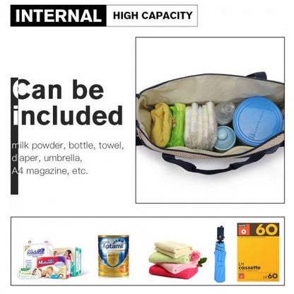 9026 - Miss Lulu Polyester 5 Pcs Set Maternity Baby Changing Bag Polka Dot Series - Navy - Easy Luggage