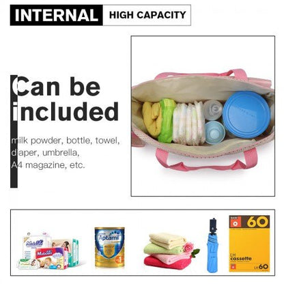 9026 - Miss Lulu Polyester 5 Pcs Set Maternity Baby Changing Bag Polka Dot Series - Pink - Easy Luggage