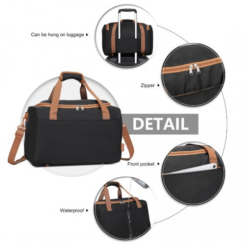 EA2321 - Kono Spacious Travel Storage Bag Handbag - Black And Brown