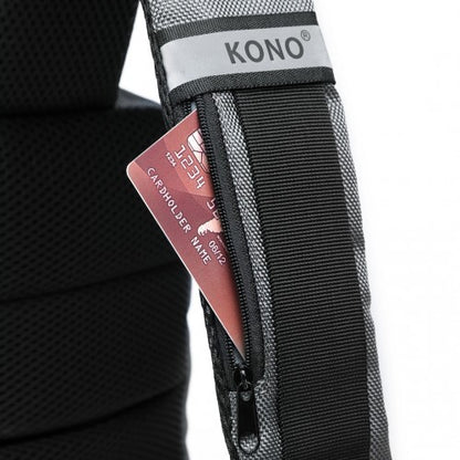 EG2403 - Kono Smart Sling Chest Bag with USB Charging Port Lightweight Single Strap Crossbody Backpack for Daily Use Ideal for Men and Women - Grey And Black