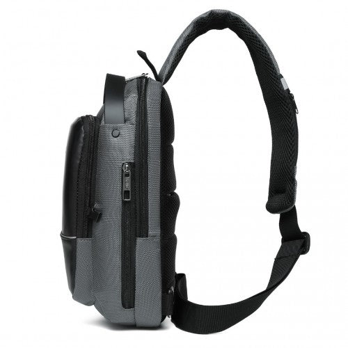 EG2403 - Kono Smart Sling Chest Bag with USB Charging Port Lightweight Single Strap Crossbody Backpack for Daily Use Ideal for Men and Women - Grey And Black