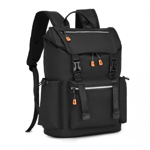 EQ2404 - Kono Advanced Leisure Backpack with Reflective Safety Features USB Charging and Dedicated Laptop Sleeve - Black