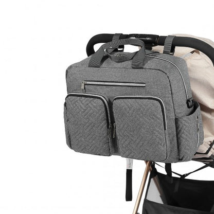 EQ2411 - Kono Versatile Diaper Changing Tote Bag with Built-In Changing Mat Thermal Insulation Waterproof Design - Grey