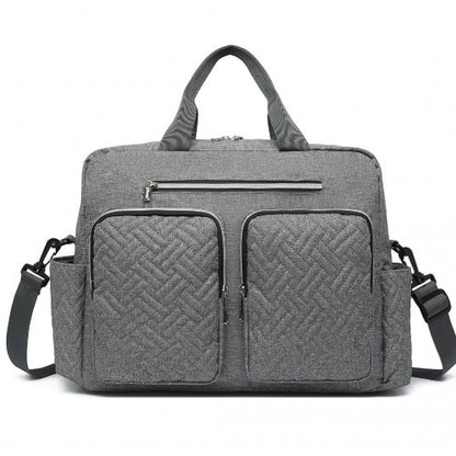 EQ2411 - Kono Versatile Diaper Changing Tote Bag with Built-In Changing Mat Thermal Insulation Waterproof Design - Grey