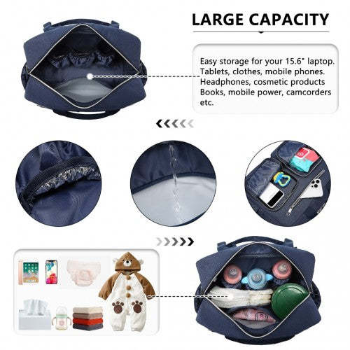 EQ2411 - Kono Versatile Diaper Changing Tote Bag with Built-In Changing Mat Thermal Insulation Waterproof Design - Navy