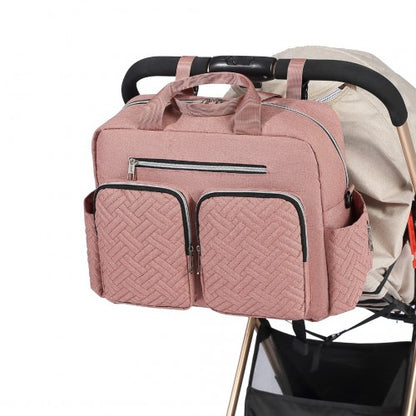 EQ2411 - Kono Versatile Diaper Changing Tote Bag with Built-In Changing Mat Thermal Insulation Waterproof Design - Pink