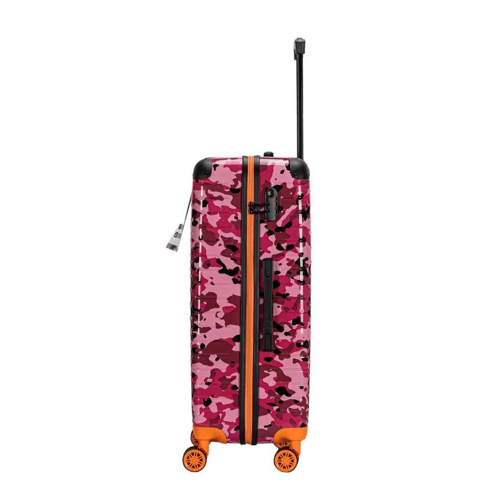 Easy Luggage Eagle Camouflage Print Lightweight 4 Wheel ABS Hard Shell Luggage Suitcase Pink