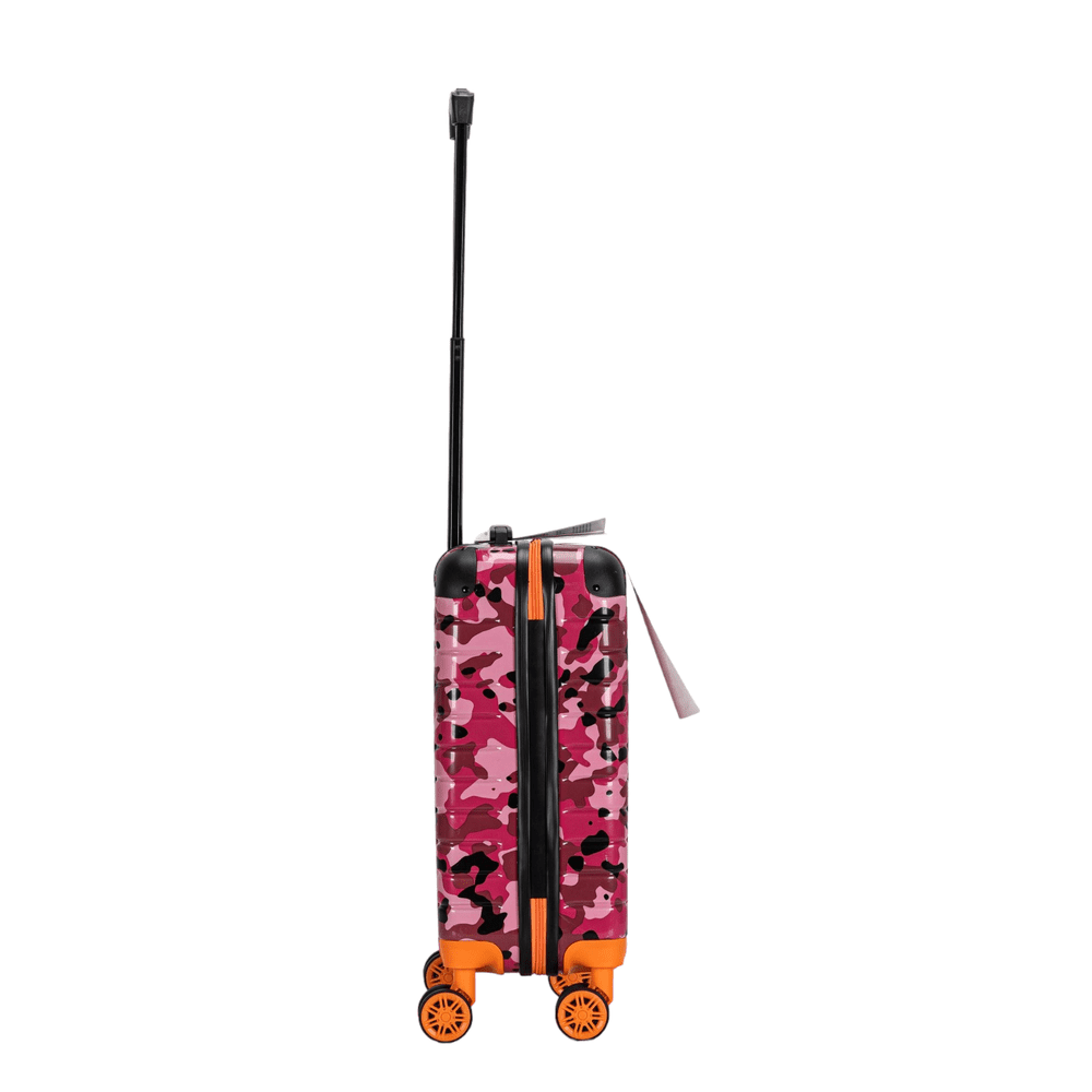 Easy Luggage Eagle Camouflage Print Lightweight 4 Wheel ABS Hard Shell Luggage Suitcase Pink