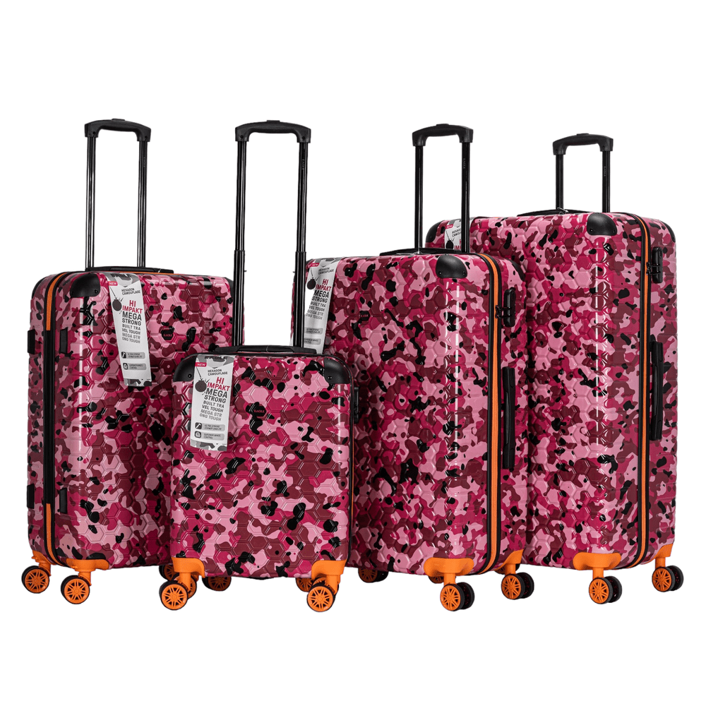 Easy Luggage Eagle Camouflage Print Lightweight 4 Wheel ABS Hard Shell Luggage Suitcase Pink