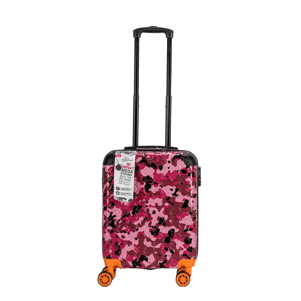 Easy Luggage Eagle Camouflage Print Lightweight 4 Wheel ABS Hard Shell Luggage Suitcase Pink