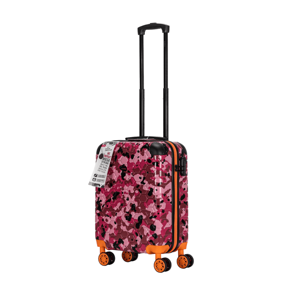 Easy Luggage Eagle Camouflage Print Lightweight 4 Wheel ABS Hard Shell Luggage Suitcase Pink