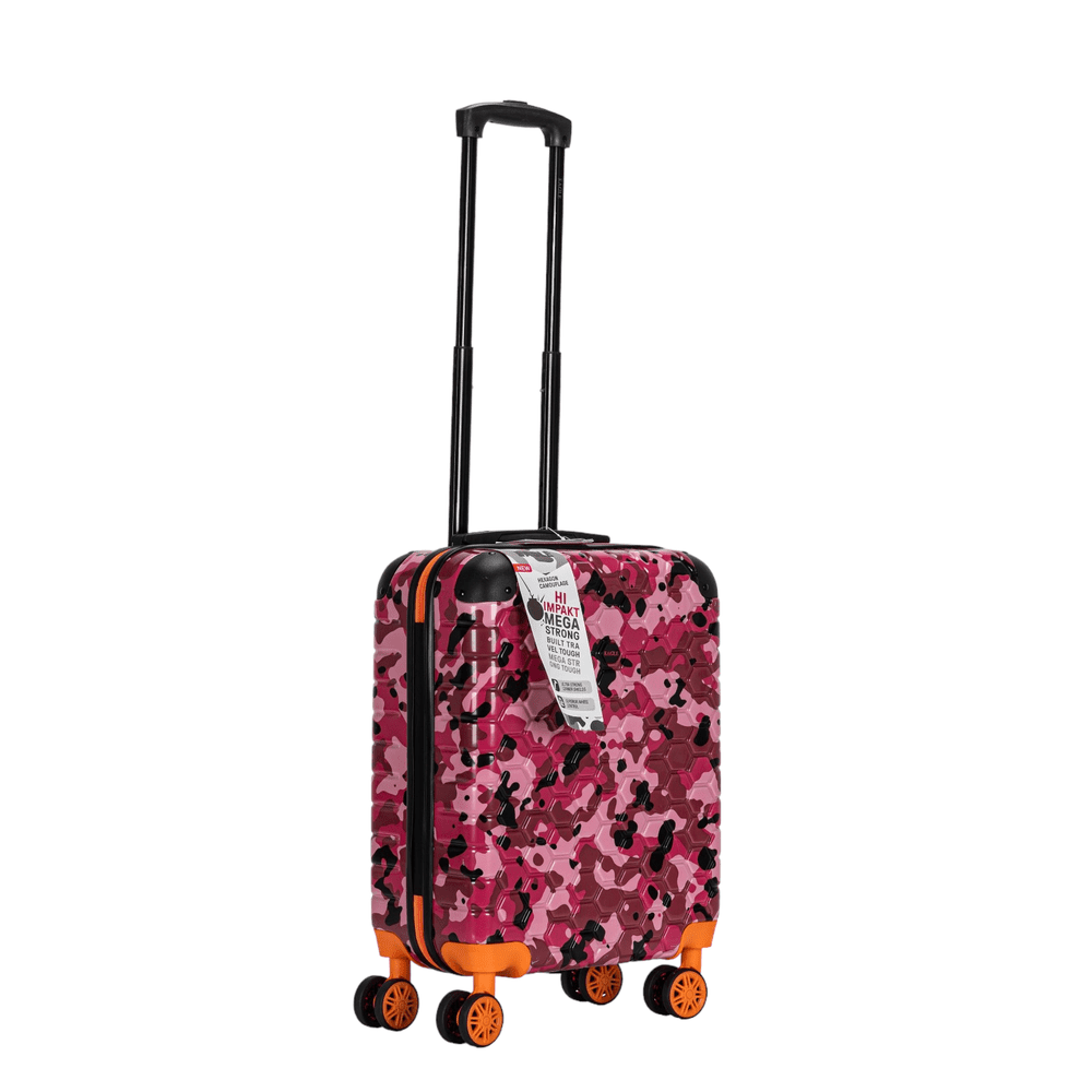 Easy Luggage Eagle Camouflage Print Lightweight 4 Wheel ABS Hard Shell Luggage Suitcase Pink