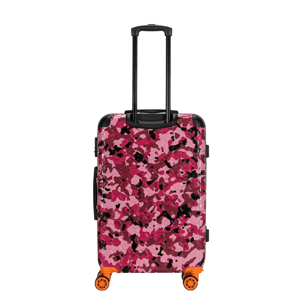 Easy Luggage Eagle Camouflage Print Lightweight 4 Wheel ABS Hard Shell Luggage Suitcase Pink