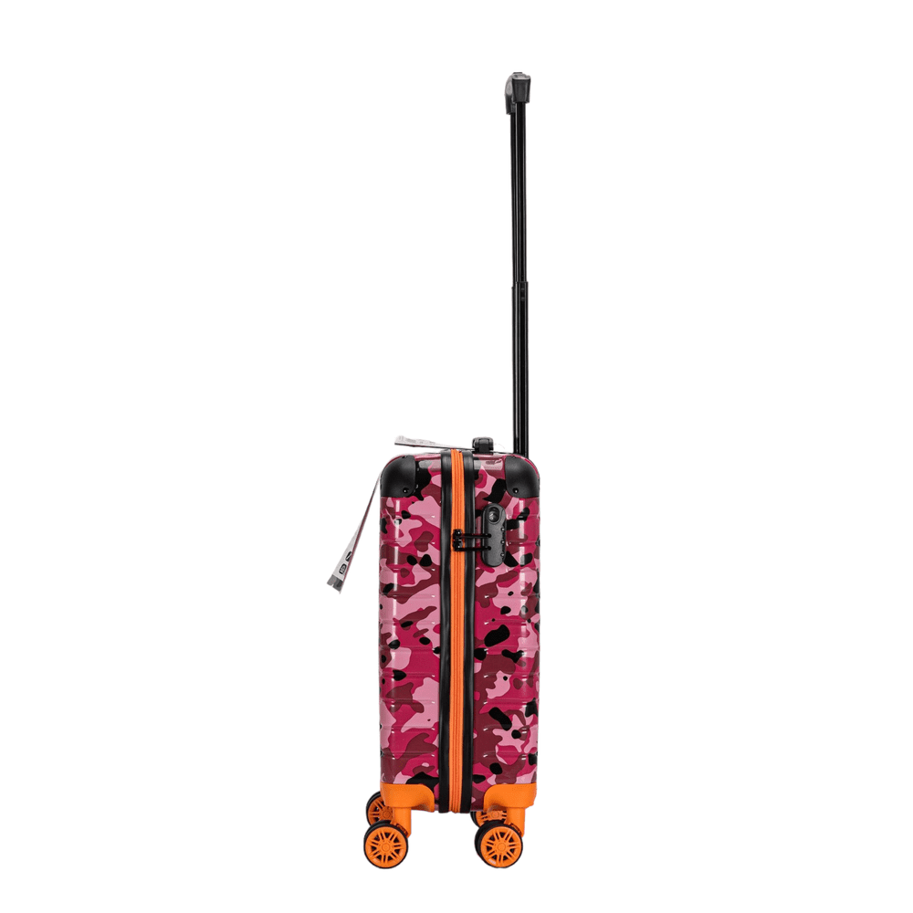 Easy Luggage Eagle Camouflage Print Lightweight 4 Wheel ABS Hard Shell Luggage Suitcase Pink