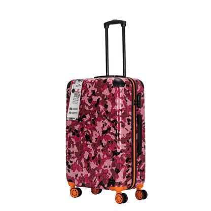 Easy Luggage Eagle Camouflage Print Lightweight 4 Wheel ABS Hard Shell Luggage Suitcase Pink