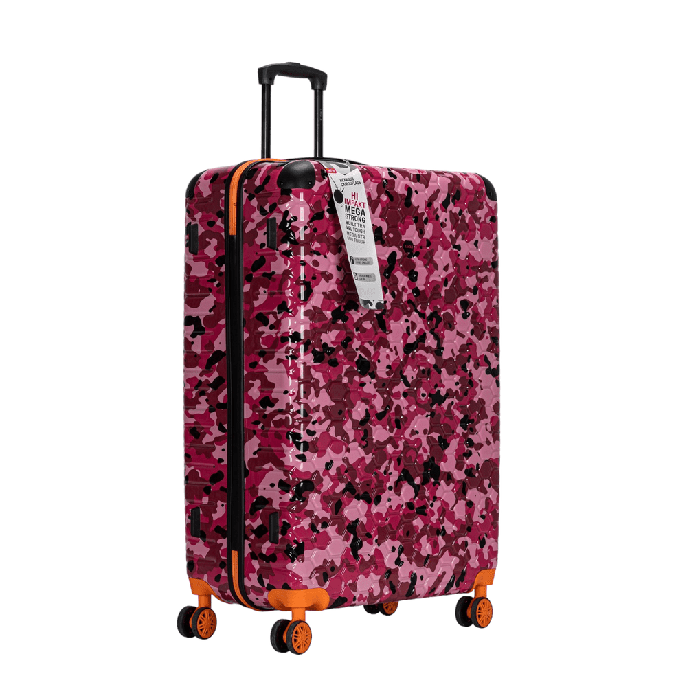 Easy Luggage Eagle Camouflage Print Lightweight 4 Wheel ABS Hard Shell Luggage Suitcase Pink