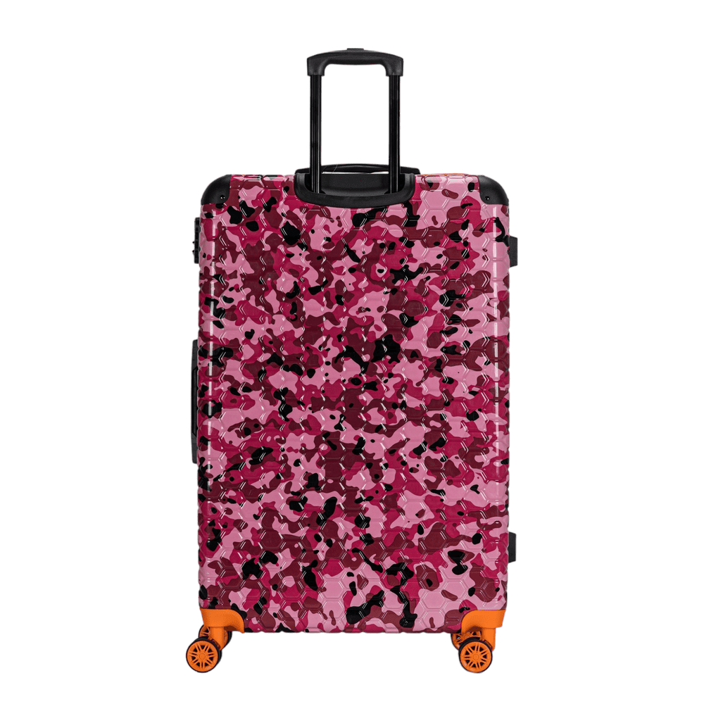 Easy Luggage Eagle Camouflage Print Lightweight 4 Wheel ABS Hard Shell Luggage Suitcase Pink