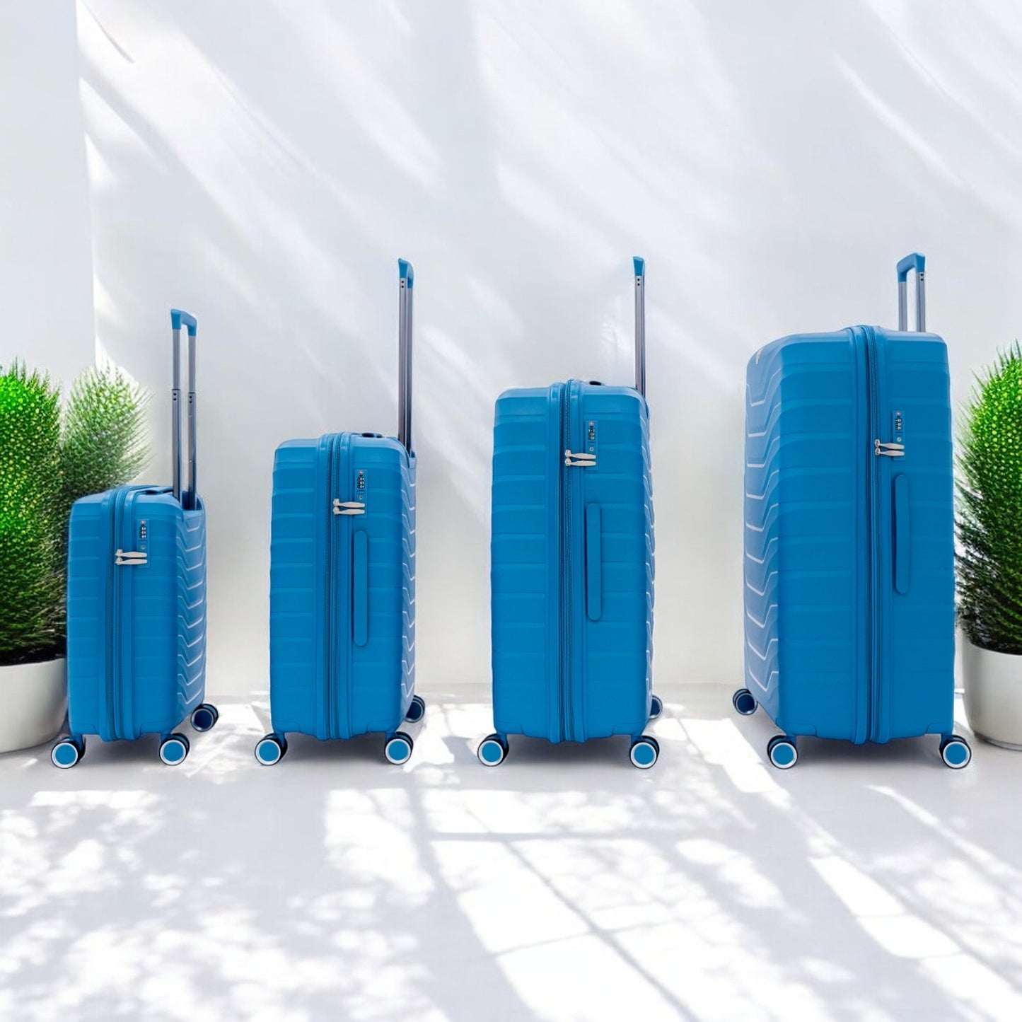 Eagle Verona 3-Piece Expandable Luggage Set - PP Material ,TSA Lock 360 Spinner Wheels - Bleu