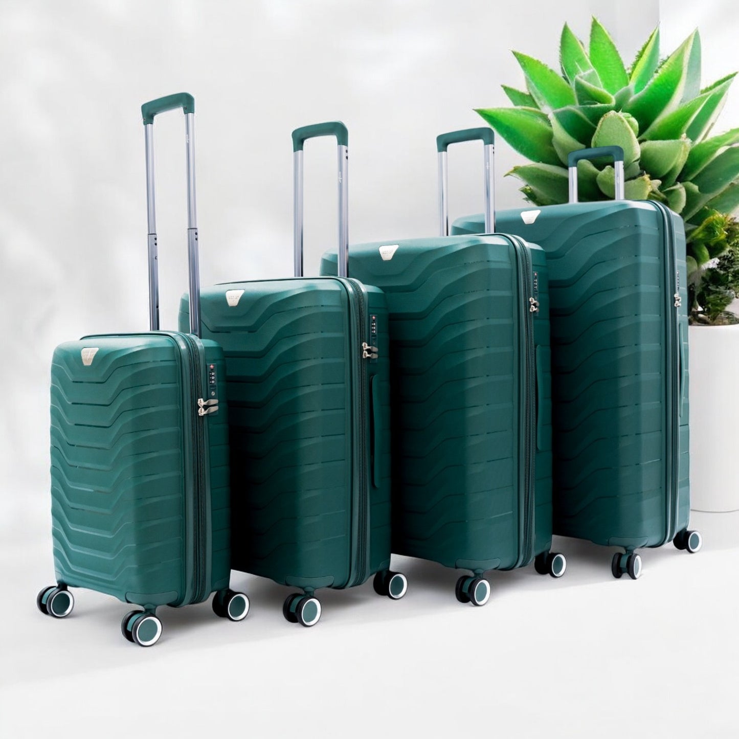 Eagle Verona 3-Piece Expandable Luggage Set - PP Material ,TSA Lock  360 Spinner Wheels - Green