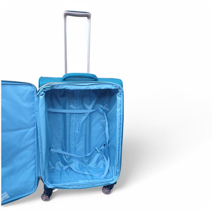 EAGLE Skyper Expandable Softshell Luggage – Super Light, 8-Wheel Spinner - Blue