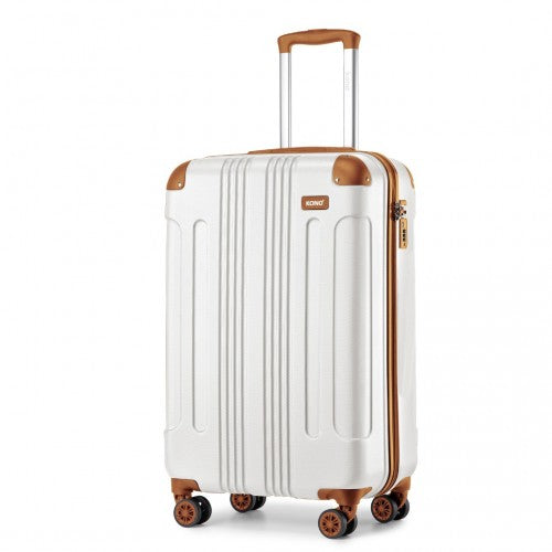 K1777-1L - Kono 19 Inch ABS Lightweight Compact Hard Shell Cabin Suitcase Travel Carry-On Luggage - Cream