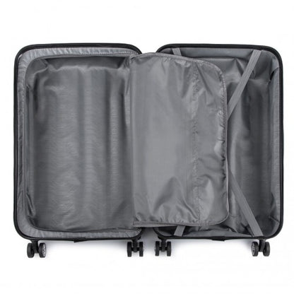 K1777-1L - Kono 19/24/28 Inch 3 Piece Set ABS Lightweight Compact Hard Shell Travel Luggage - Black