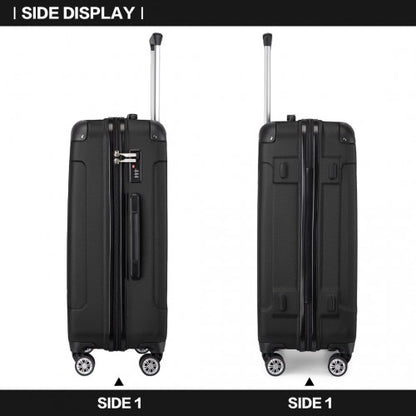 K1777-1L - Kono 24 Inch ABS Lightweight Compact Hard Shell Travel Luggage For Extended Journeys - Black