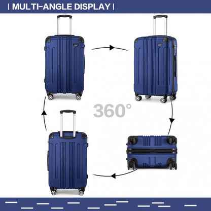 K1777-1L - Kono 19/24/28 Inch 3 Piece Set ABS Lightweight Compact Hard Shell Travel Luggage - Navy