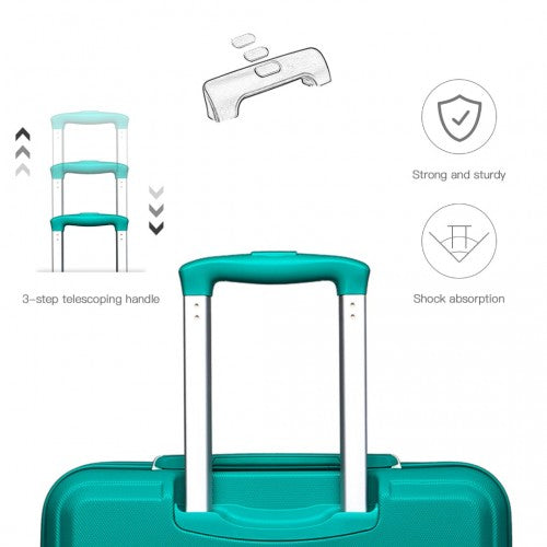 K1871-1L - Kono ABS Sculpted Horizontal Design 4 Pcs Suitcase Set With Vanity Case - Teal