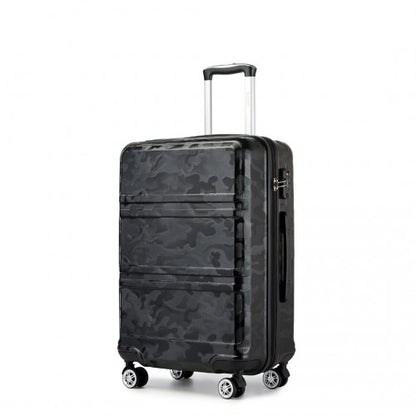 K1871-1L - Kono ABS Sculpted Horizontal Design 3 Piece Suitcase Set - Camouflage Black