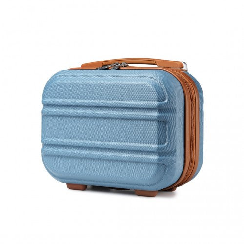 Easy Luggage K1871-1L - Kono 12 Inch Lightweight Hard Shell ABS Vanity Case - Grayish Blue And Brown