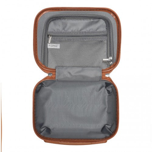 Easy Luggage K1871-1L - Kono 12 Inch Lightweight Hard Shell ABS Vanity Case - Grayish Blue And Brown