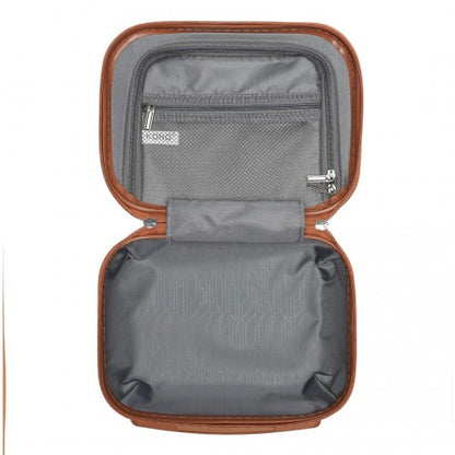 Easy Luggage K1871-1L - Kono 12 Inch Lightweight Hard Shell ABS Vanity Case - Grayish Blue And Brown