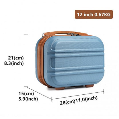 Easy Luggage K1871-1L - Kono 12 Inch Lightweight Hard Shell ABS Vanity Case - Grayish Blue And Brown