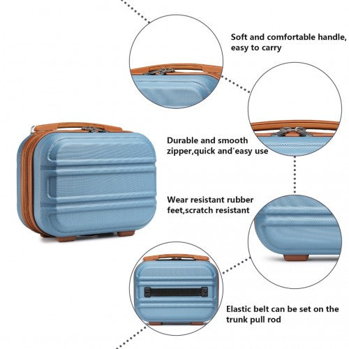 Easy Luggage K1871-1L - Kono 12 Inch Lightweight Hard Shell ABS Vanity Case - Grayish Blue And Brown